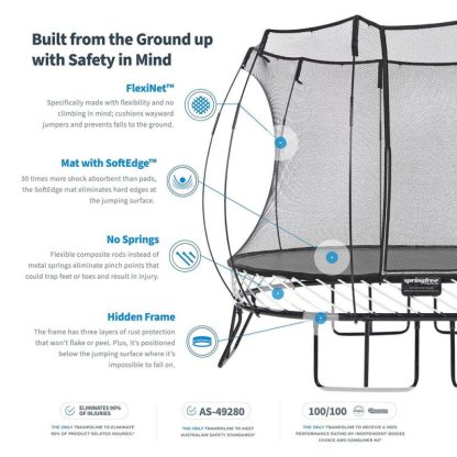 Trampolines |  Springfree Trampoline Kids Outdoor Medium Oval 8 x 11′ Trampoline with Enclosure Sports & Fitness Trampolines