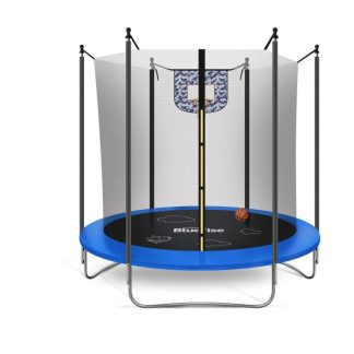 Trampolines |  Trampoline 6FT Indoor Trampoline, Outdoor Kids Trampoline Basketball Hoop Attachment w/Enclosure Net, Recreational Trampoline Sports & Fitness Dark - Blue