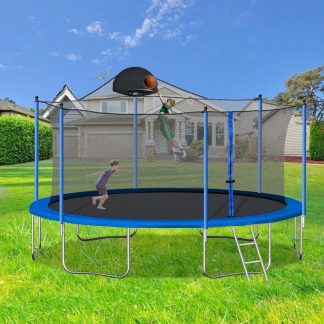 Trampolines |  Trampoline Kids and Adults Outdoor Round Trampoline with Enclosure Sports & Fitness Trampolines