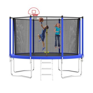 Trampolines |  12ft ASTM Approved Trampoline with Net Enclosure – Stable, Strong Kids and Adult Trampoline with Net – Outdoor Trampoline Sports & Fitness Multi