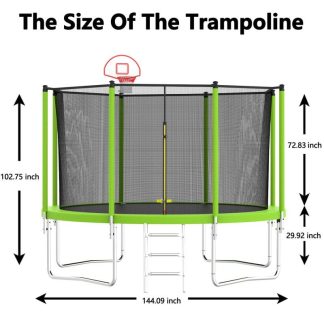 Trampolines |  Trampoline with Basketball Hoop and Ball ,Safety Enclosure Sports & Fitness Trampolines