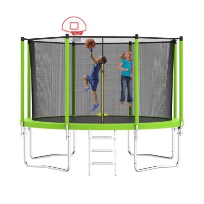 Trampolines |  Trampoline with Basketball Hoop and Ball ,Safety Enclosure Sports & Fitness Trampolines