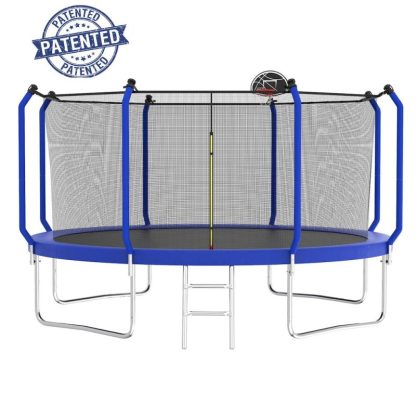 Trampolines |  Trampoline with Basketball Hoop, Outdoor Trampoline with Enclosure Net Sports & Fitness Trampolines