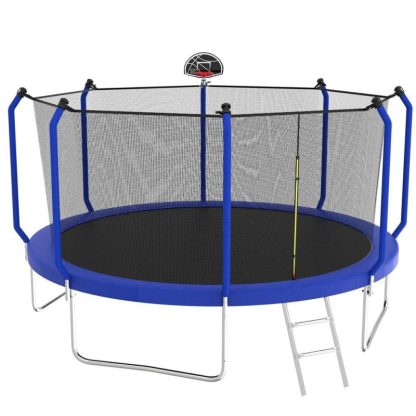 Trampolines |  Trampoline with Basketball Hoop, Outdoor Trampoline with Enclosure Net Sports & Fitness Trampolines