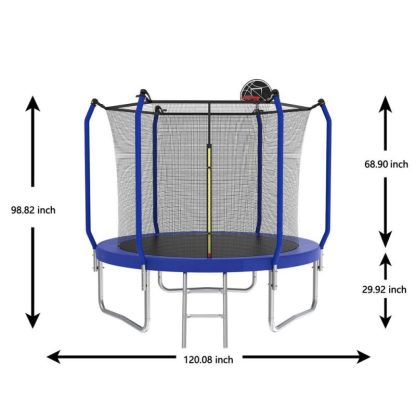 Trampolines |  Trampoline with Basketball Hoop, Outdoor Trampoline with Enclosure Net Sports & Fitness Trampolines