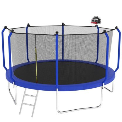 Trampolines |  Trampoline with Basketball Hoop, Outdoor Trampoline with Enclosure Net Sports & Fitness Trampolines