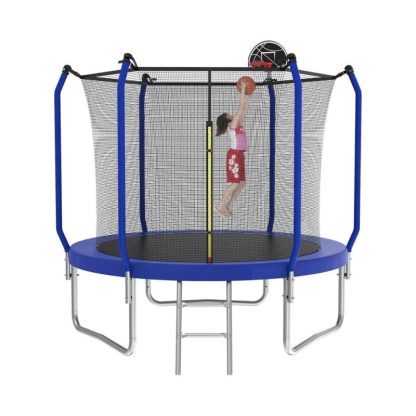 Trampolines |  Trampoline with Basketball Hoop, Outdoor Trampoline with Enclosure Net Sports & Fitness Trampolines