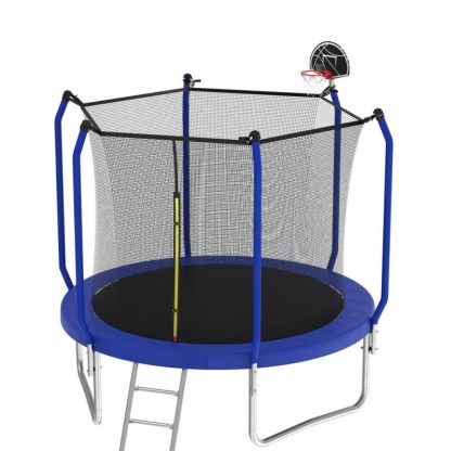 Trampolines |  Trampoline with Basketball Hoop, Outdoor Trampoline with Enclosure Net Sports & Fitness Trampolines