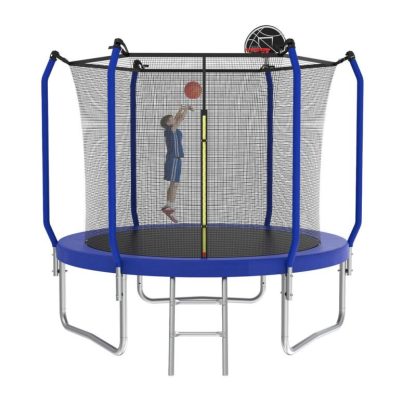 Trampolines |  Trampoline with Basketball Hoop, Outdoor Trampoline with Enclosure Net Sports & Fitness Trampolines