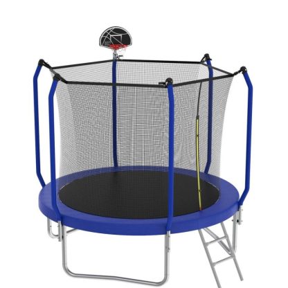 Trampolines |  Trampoline with Basketball Hoop, Outdoor Trampoline with Enclosure Net Sports & Fitness Trampolines