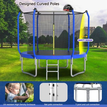 Trampolines |  Trampoline with Basketball Hoop, Outdoor Trampoline with Enclosure Net Sports & Fitness Trampolines