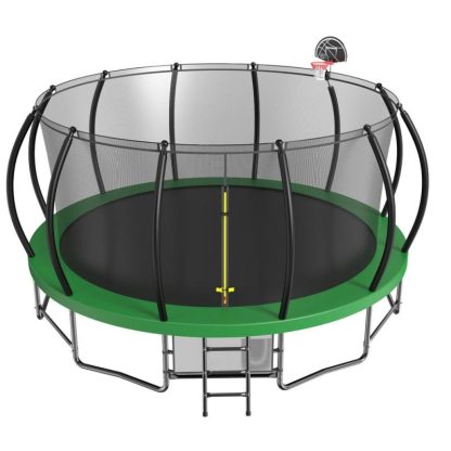 Trampolines |  Trampoline with Basketball Hoop with Ladder ,Shoe Bag and Galvanized Anti-Rust Coating Sports & Fitness Trampolines