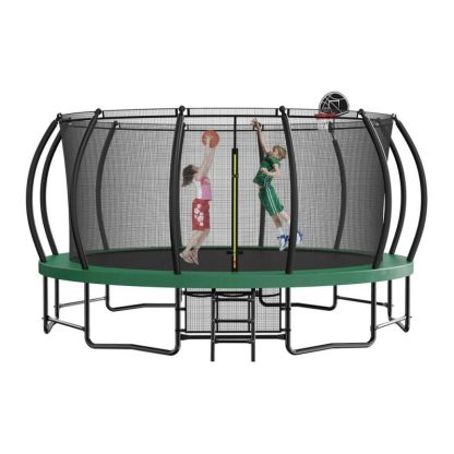 Trampolines |  Trampoline with Basketball Hoop with Ladder ,Shoe Bag and Galvanized Anti-Rust Coating Sports & Fitness Trampolines