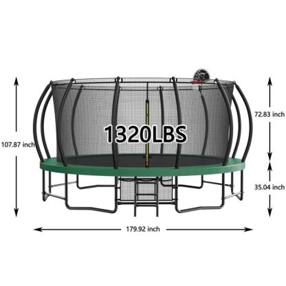 Trampolines |  Trampoline with Basketball Hoop with Ladder ,Shoe Bag and Galvanized Anti-Rust Coating Sports & Fitness Trampolines