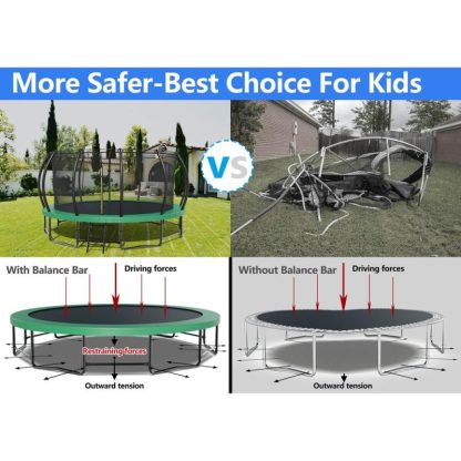 Trampolines |  Trampoline with Basketball Hoop with Ladder ,Shoe Bag and Galvanized Anti-Rust Coating Sports & Fitness Trampolines