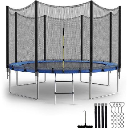 Trampolines |  Trampoline with Enclosure Net,Wind Stakes- Outdoor Trampoline Sports & Fitness Trampolines