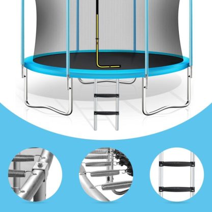 Trampolines |  Trampoline with Safety Enclosure Net, Basketball Hoop and Ladder Recreational Trampoline Sports & Fitness Trampolines