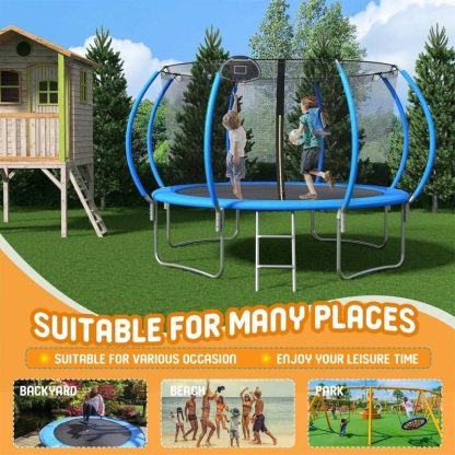 Trampolines |  Trampolines 12FT Round Trampoline with Enclosure Sports & Fitness Trampolines