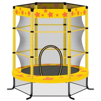 Trampolines |  Trampolines 4.5FT Round Mini Trampoline with Enclosure Sports & Fitness Purple/Yellow