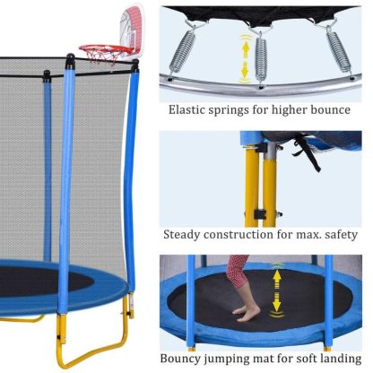 Trampolines |  Trampolines 5.5FT Round Mini Trampoline with Enclosure Sports & Fitness Trampolines