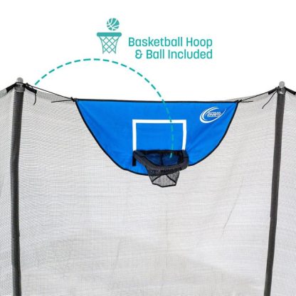 Trampolines |  Trampolines Jump N’ Dunk Trampoline with Enclosure Net (8FT, 12FT, 15FT) – Basketball Trampoline – Blue Sports & Fitness Trampolines