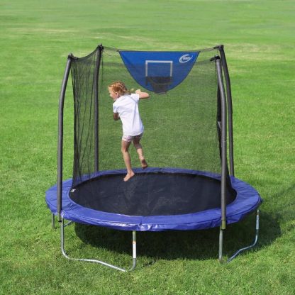 Trampolines |  Trampolines Jump N’ Dunk Trampoline with Enclosure Net (8FT, 12FT, 15FT) – Basketball Trampoline – Blue Sports & Fitness Trampolines