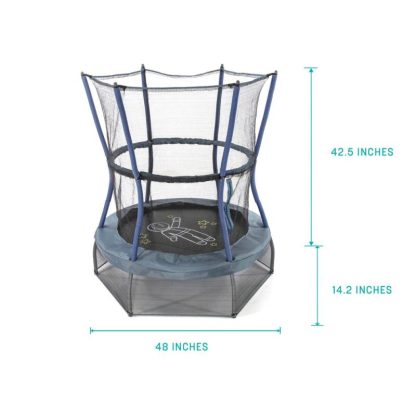 Trampolines |  Trampolines Mini Trampoline with Enclosure Net – Dark Blue/Grey with Astronaut Sports & Fitness Dark Blue-Grey With Astronaut