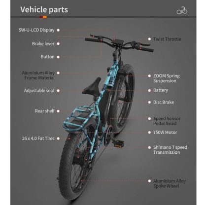 Cycling |  Electric Bike for Adults with Detachable Rear Rack Fender Cycling Cycling