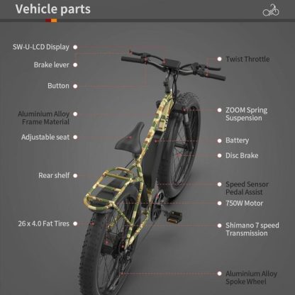 Cycling |  Electric Bike for Adults with Detachable Rear Rack Fender Cycling Cycling