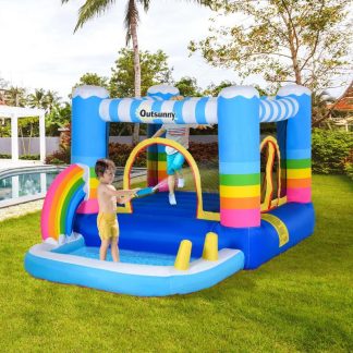 Inflatable Bounce Houses |  2-in-1 Kids Inflatable Bounce House Jumping Castle with Trampoline and Pool, with Carry Bag & Inflator Included Inflatable Bounce Houses Inflatable Bounce Houses