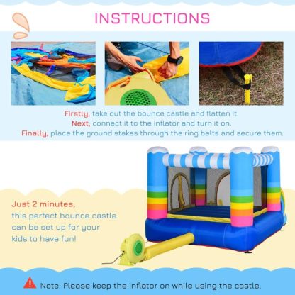 Inflatable Bounce Houses |  2-in-1 Kids Inflatable Bounce House Jumping Castle with Trampoline and Pool, with Carry Bag & Inflator Included Inflatable Bounce Houses Inflatable Bounce Houses