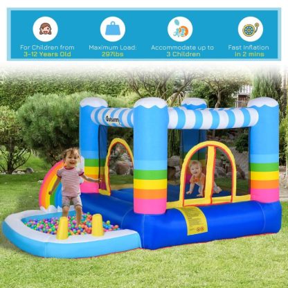 Inflatable Bounce Houses |  2-in-1 Kids Inflatable Bounce House Jumping Castle with Trampoline and Pool, with Carry Bag & Inflator Included Inflatable Bounce Houses Inflatable Bounce Houses