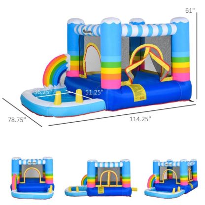 Inflatable Bounce Houses |  2-in-1 Kids Inflatable Bounce House Jumping Castle with Trampoline and Pool, with Carry Bag & Inflator Included Inflatable Bounce Houses Inflatable Bounce Houses