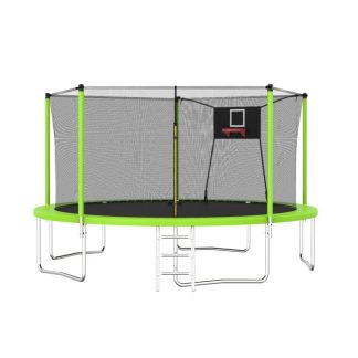 Trampolines |  14FT Metal Trampoline with Safety Features for Kids’ Outdoor Fun – Fitness & Sports Category – Green Sports & Fitness Green