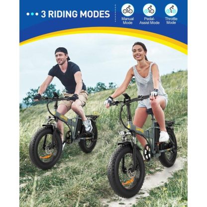 Cycling |  20″ 48V 500W Foldable Electric Bicycle for Adults with Pedal-Assist Cycling Cycling