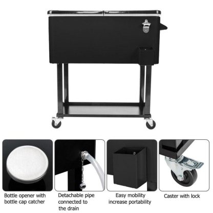 Outdoor Play |  Ice Chest Cooler Cart Black Outdoor Play Black